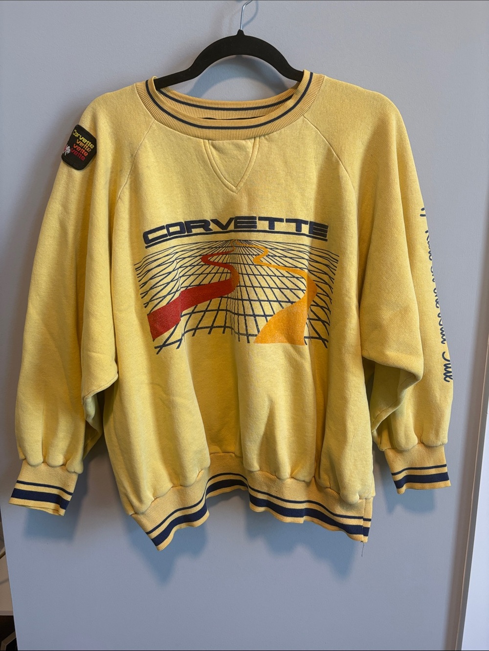 Vintage Yellow Corvette Graphic Crewneck Sweater